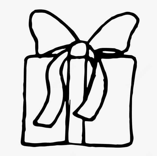 蝴蝶結(jié)禮盒水墨簡筆畫圖標 頁面網(wǎng)頁 平面電商 創(chuàng)意素材
